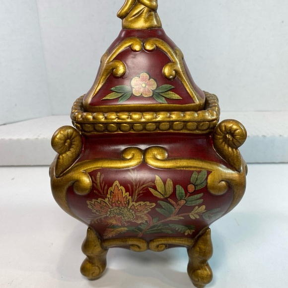 Raymond Waites Rare Vintage Ceramic Canister with Lid Ornate Gold Red With Label - Picture 4 of 9